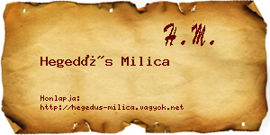 Hegedűs Milica névjegykártya