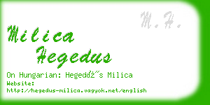milica hegedus business card